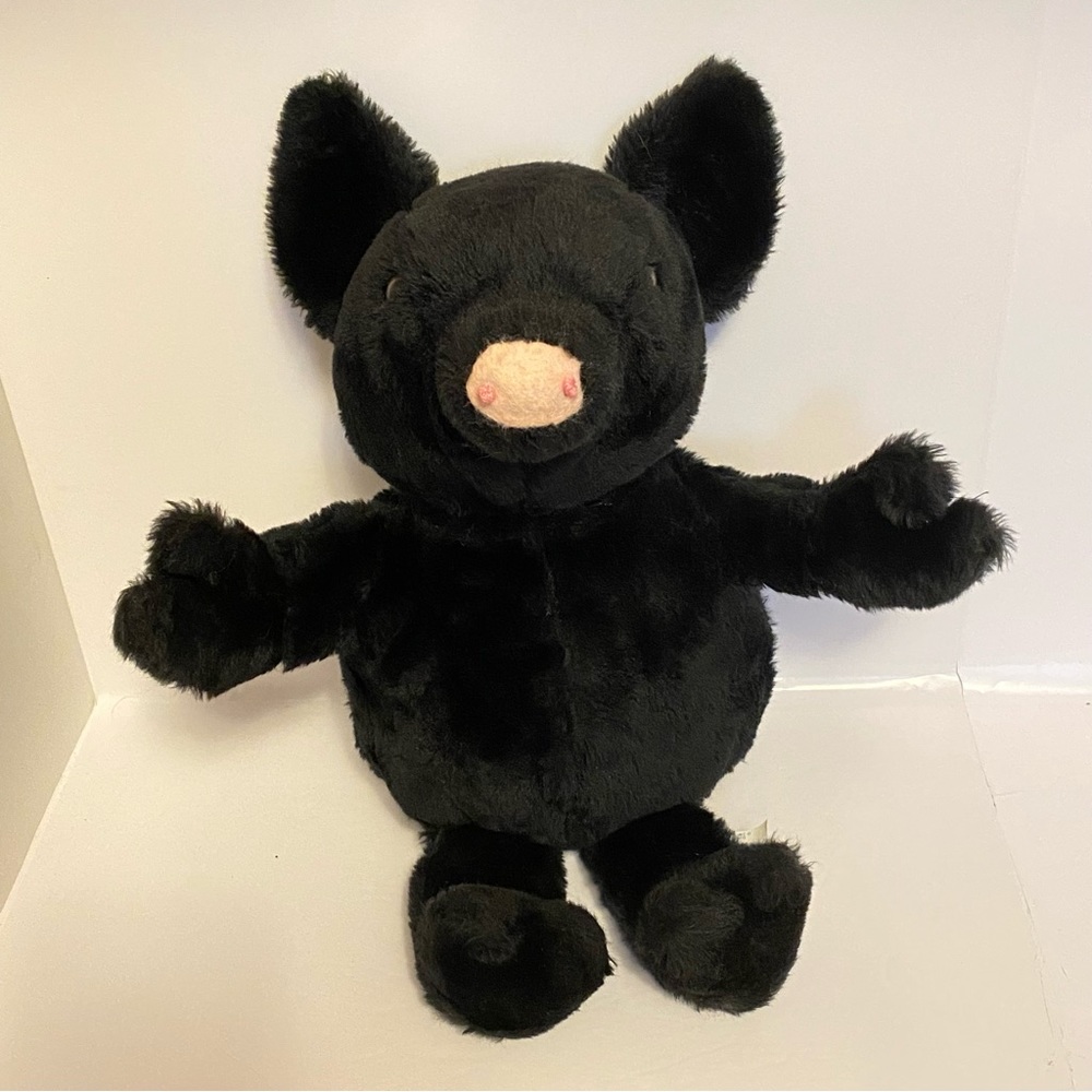 Vintage Eden Plush Black Pig with Pink Nose